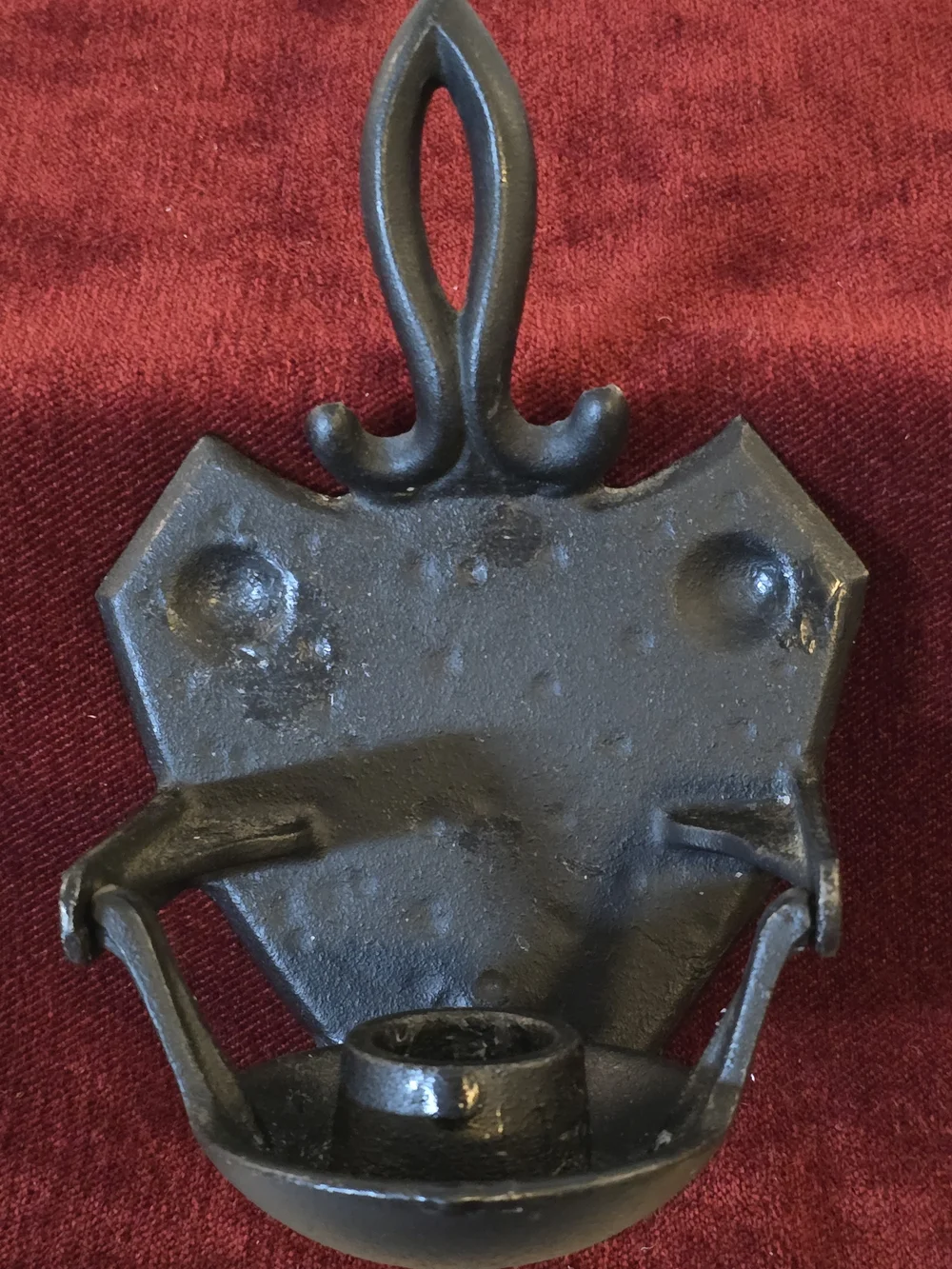 Vintage Cast Iron Swivel Candle Holder Trivet Wall Sconce -Gothic Iron Art JM20